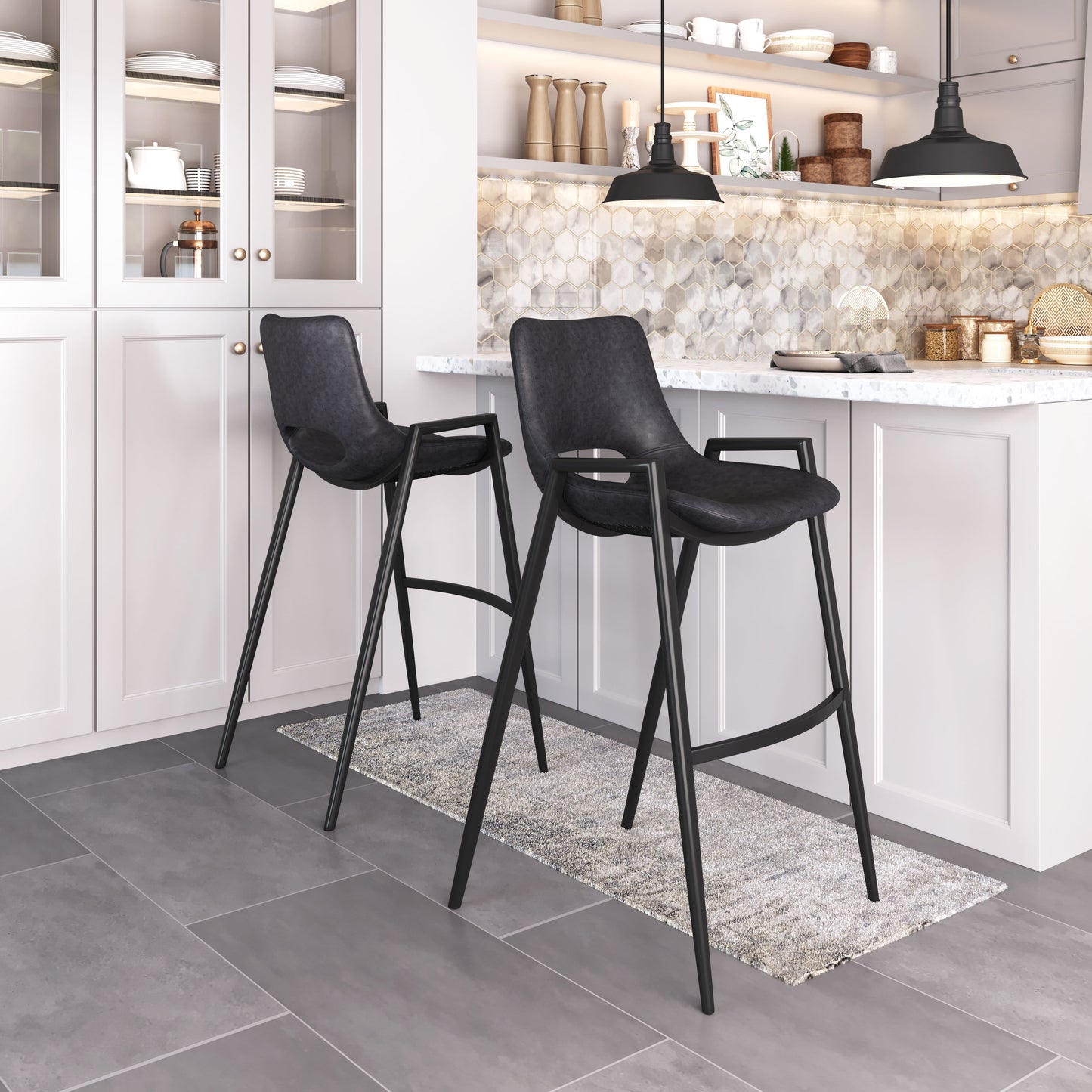 Tabouret de bar Desi (lot de 2) noir