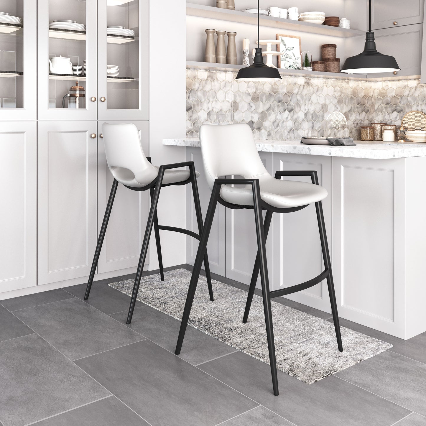 Tabouret de bar Desi (lot de 2) blanc