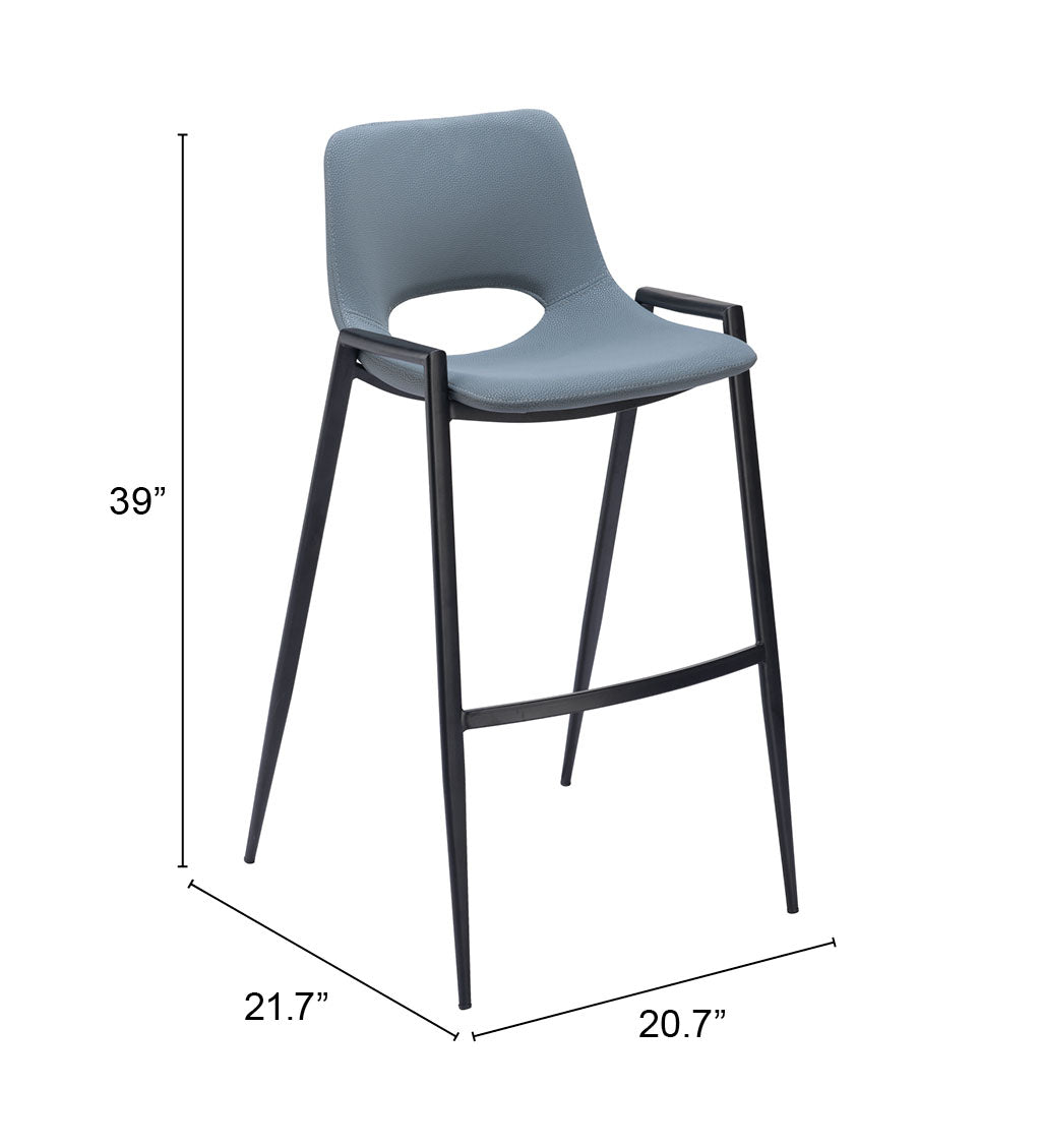 Tabouret de bar Desi (lot de 2) Gris azur