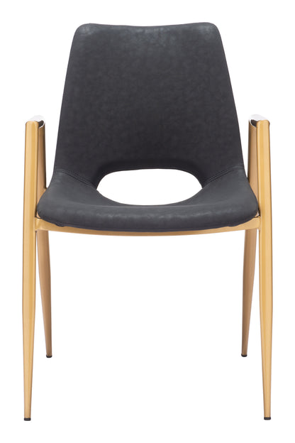 Chaise de salle à manger Desi (lot de 2) noire et dorée