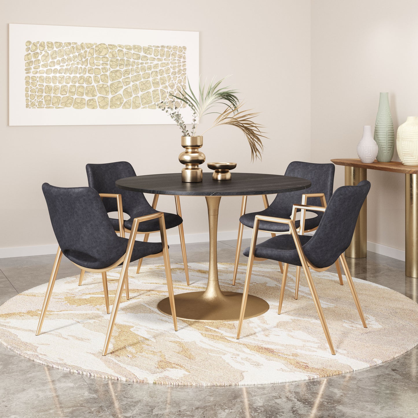 Chaise de salle à manger Desi (lot de 2) noire et dorée