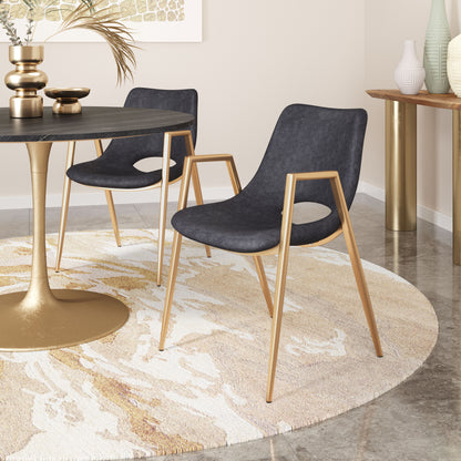 Chaise de salle à manger Desi (lot de 2) noire et dorée