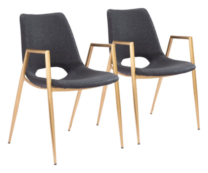 Chaise de salle à manger Desi (lot de 2) noire et dorée