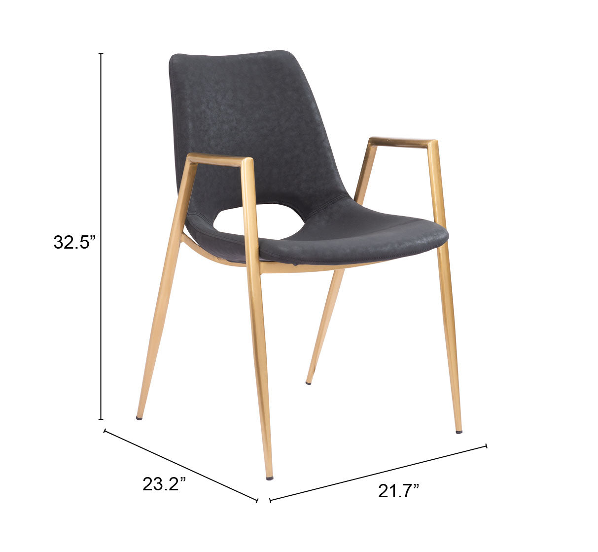 Chaise de salle à manger Desi (lot de 2) noire et dorée