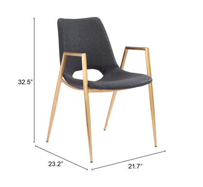 Chaise de salle à manger Desi (lot de 2) noire et dorée