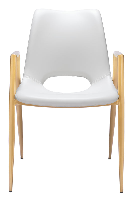 Dining Chair (Set of 2) White & Gold - Modern & Ergonomic Seating for Home & Office