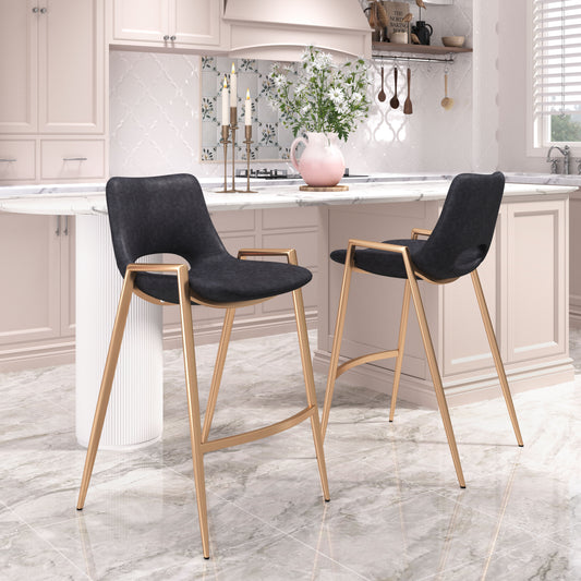 Counter Stool (Set of 2) Black & Gold - Premium Quality & Stylish Design for Your Home