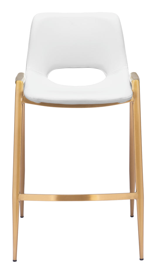 Juego de 2 taburetes de bar en blanco y dorado: calidad superior y diseño elegante para tu hogar.