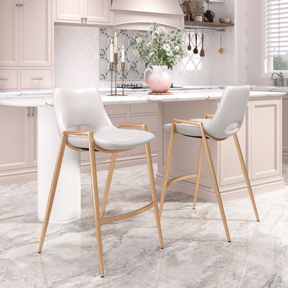Counter Stool (Set of 2) White & Gold - Premium Quality & Stylish Design for Your Home