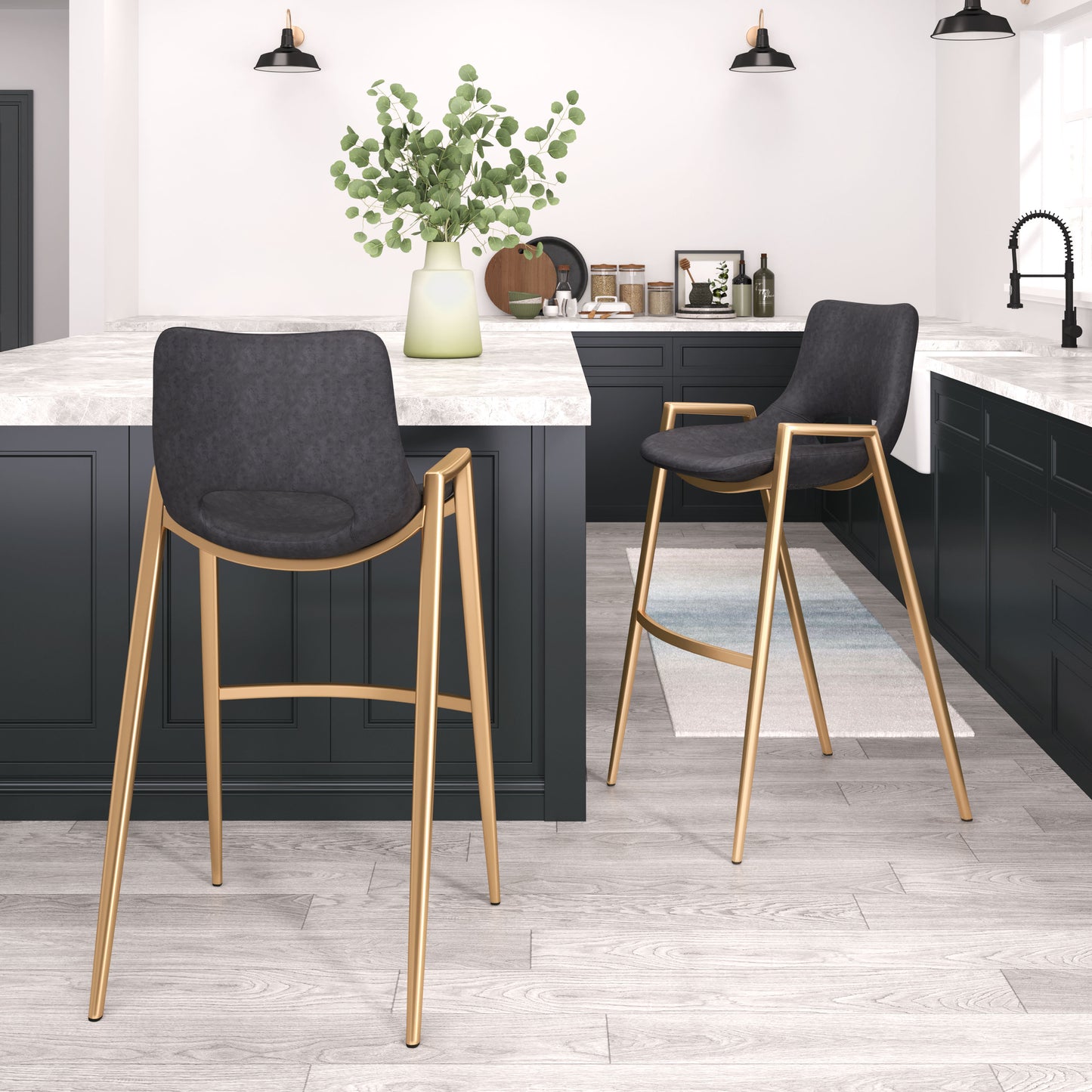 Barstool (Set of 2) Black & Gold - Premium Quality & Stylish Design for Your Home