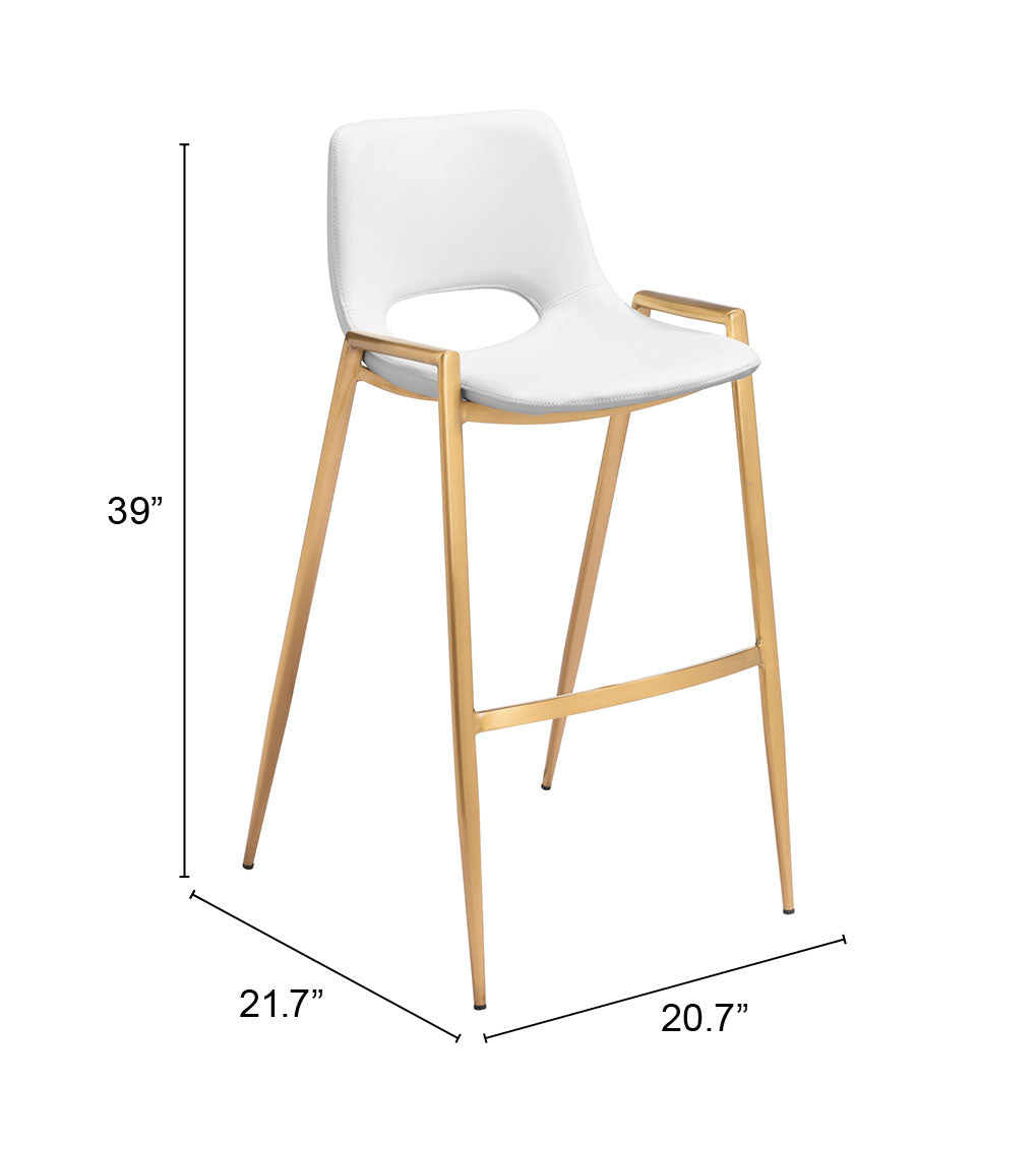 Tabouret de bar Desi (lot de 2) Blanc et or