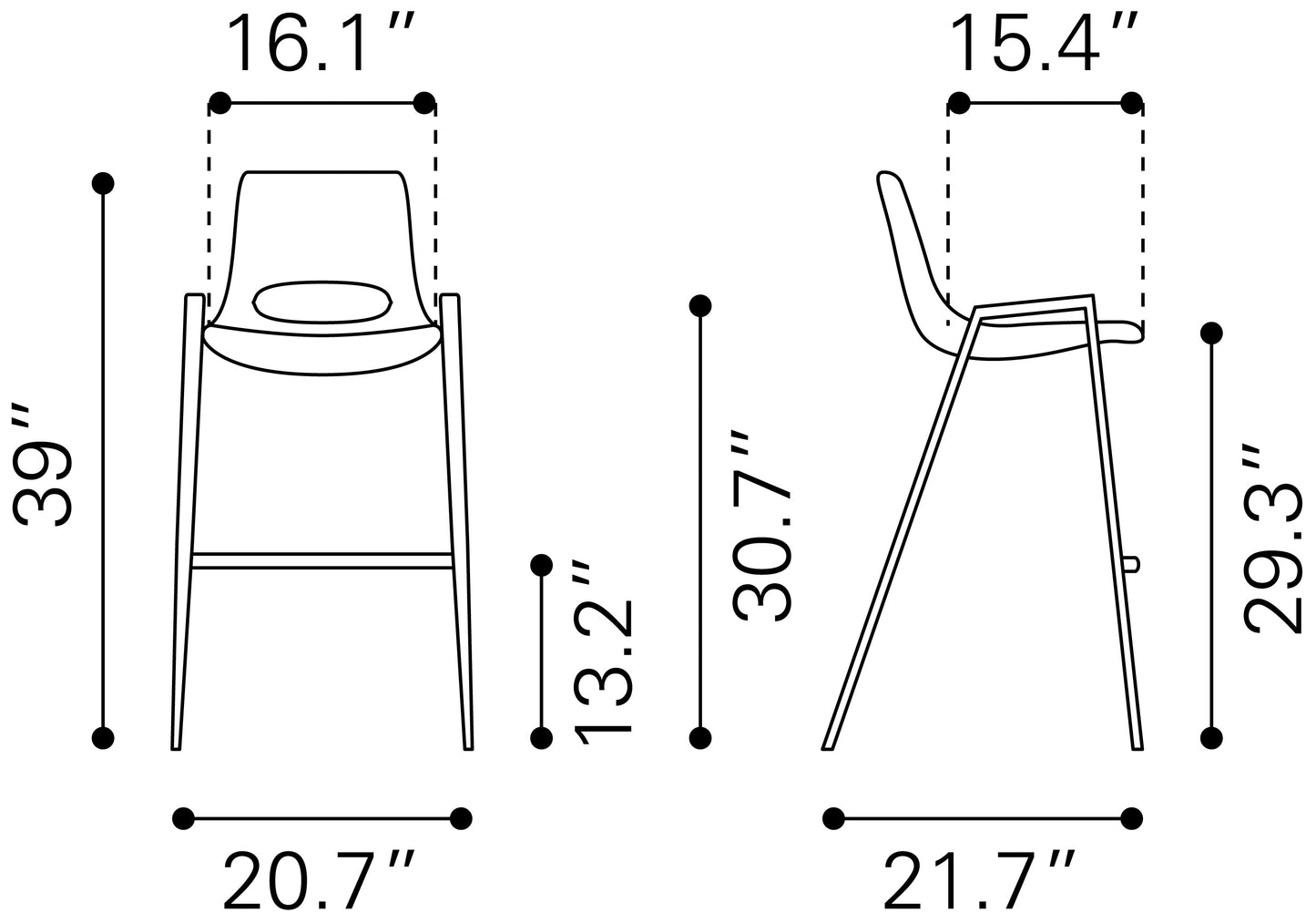 Tabouret de bar Desi (lot de 2) Blanc et or