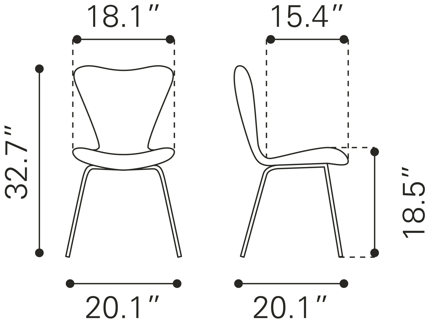 Dining Chair (Set of 2) White - Modern & Ergonomic Seating for Home & Office