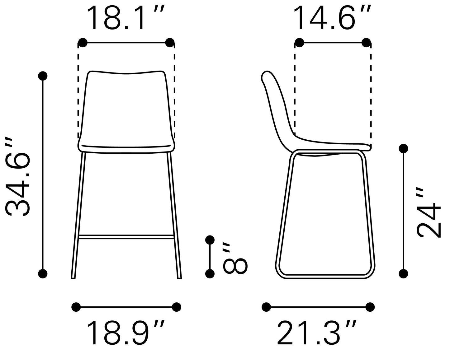Counter Stool (Set of 2) Black - Premium Quality & Stylish Design for Your Home
