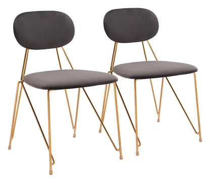 Chaise de salle à manger Georges (lot de 2) Gris et or