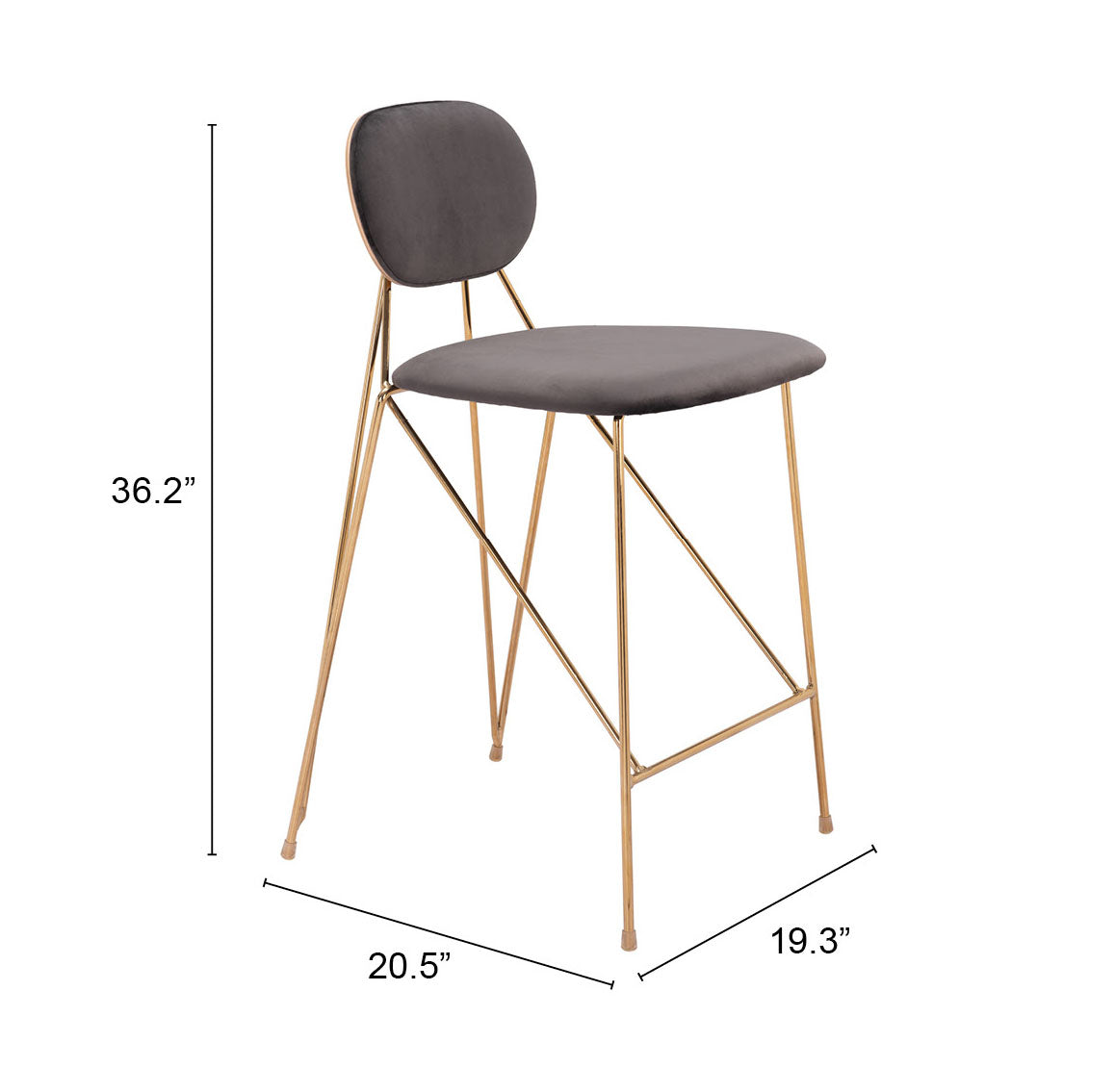 Counter Stool (Set of 2) Gray & Gold - Premium Quality & Stylish Design for Your Home