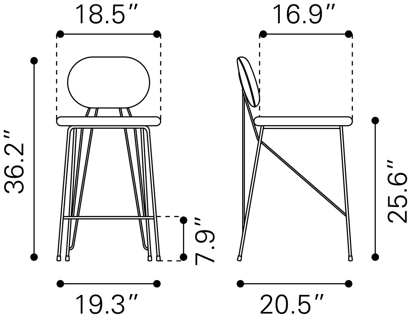 Counter Stool (Set of 2) Gray & Gold - Premium Quality & Stylish Design for Your Home
