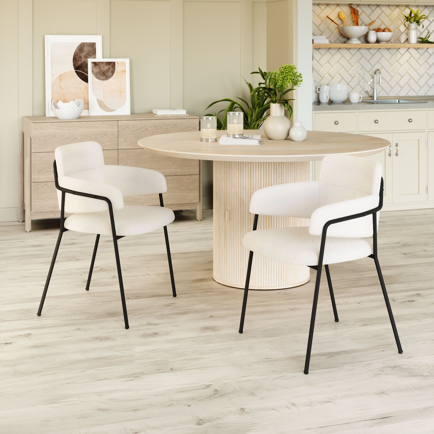 Dining Chair (Set of 2) Cream - Modern & Ergonomic Seating for Home & Office