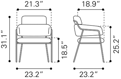 Chaise de salle à manger Marcel (lot de 2) marron