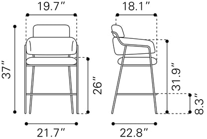Tabouret de comptoir Marcel (lot de 2) Crème