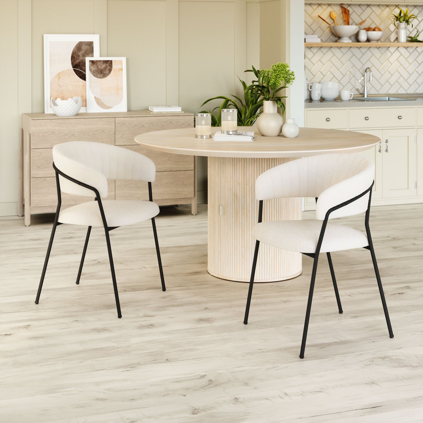 Dining Chair (Set of 2) Cream - Modern & Ergonomic Seating for Home & Office