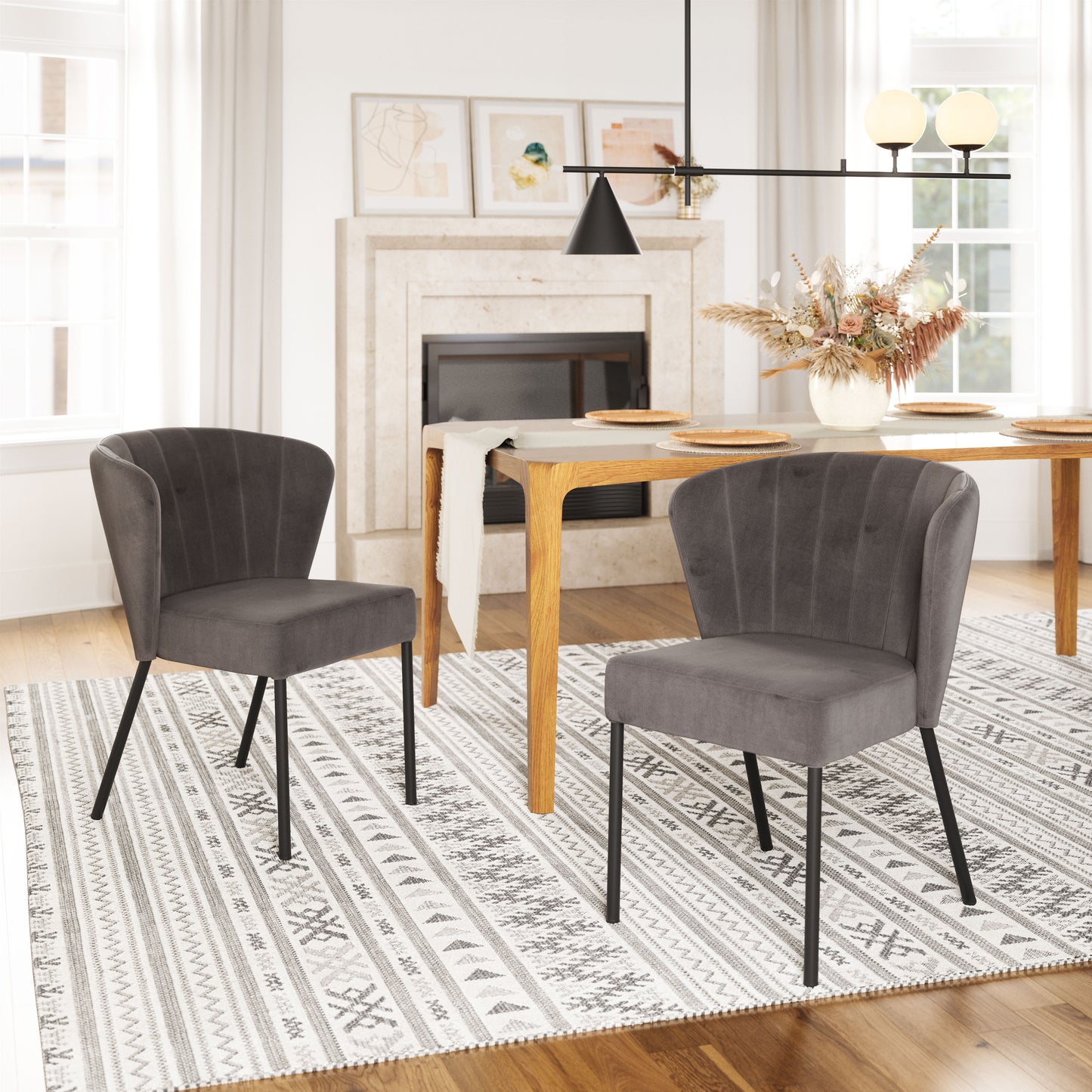 Dining Chair (Set of 2) Gray - Modern & Ergonomic Seating for Home & Office
