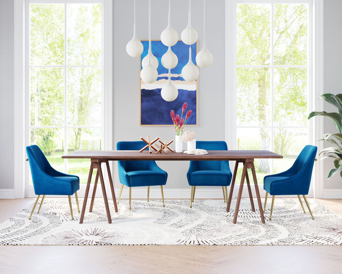 Dining Chair Navy Blue & Gold - Modern & Ergonomic Seating for Home & Office