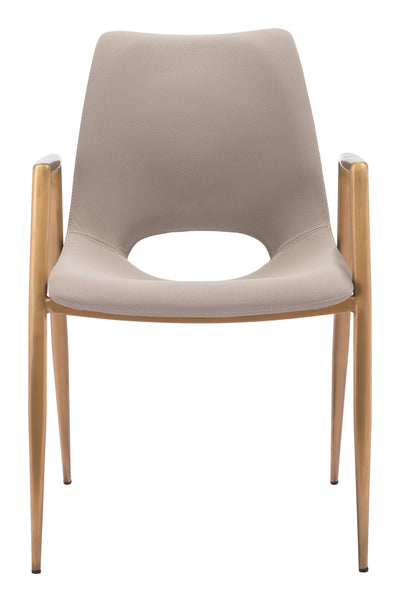 Dining Chair (Set of 2) Beige & Gold - Modern & Ergonomic Seating for Home & Office