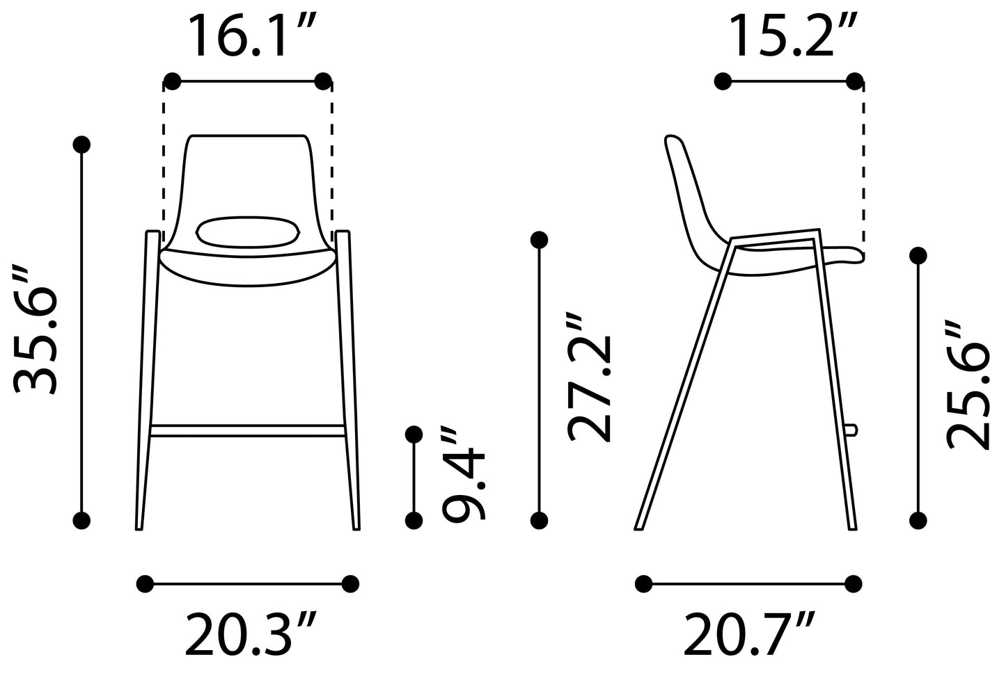 Tabouret de bar Desi (lot de 2) marron et noyer