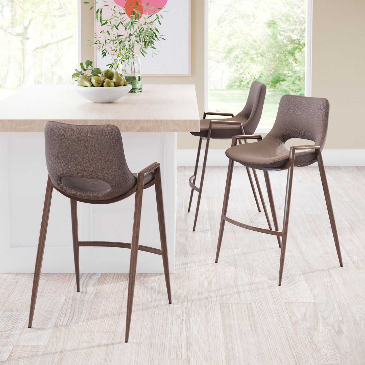 Tabouret de bar Desi (lot de 2) marron et noyer