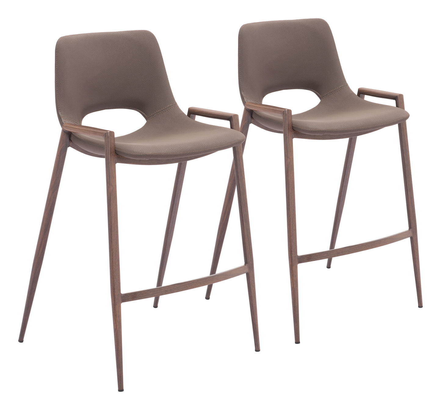 Tabouret de bar Desi (lot de 2) marron et noyer