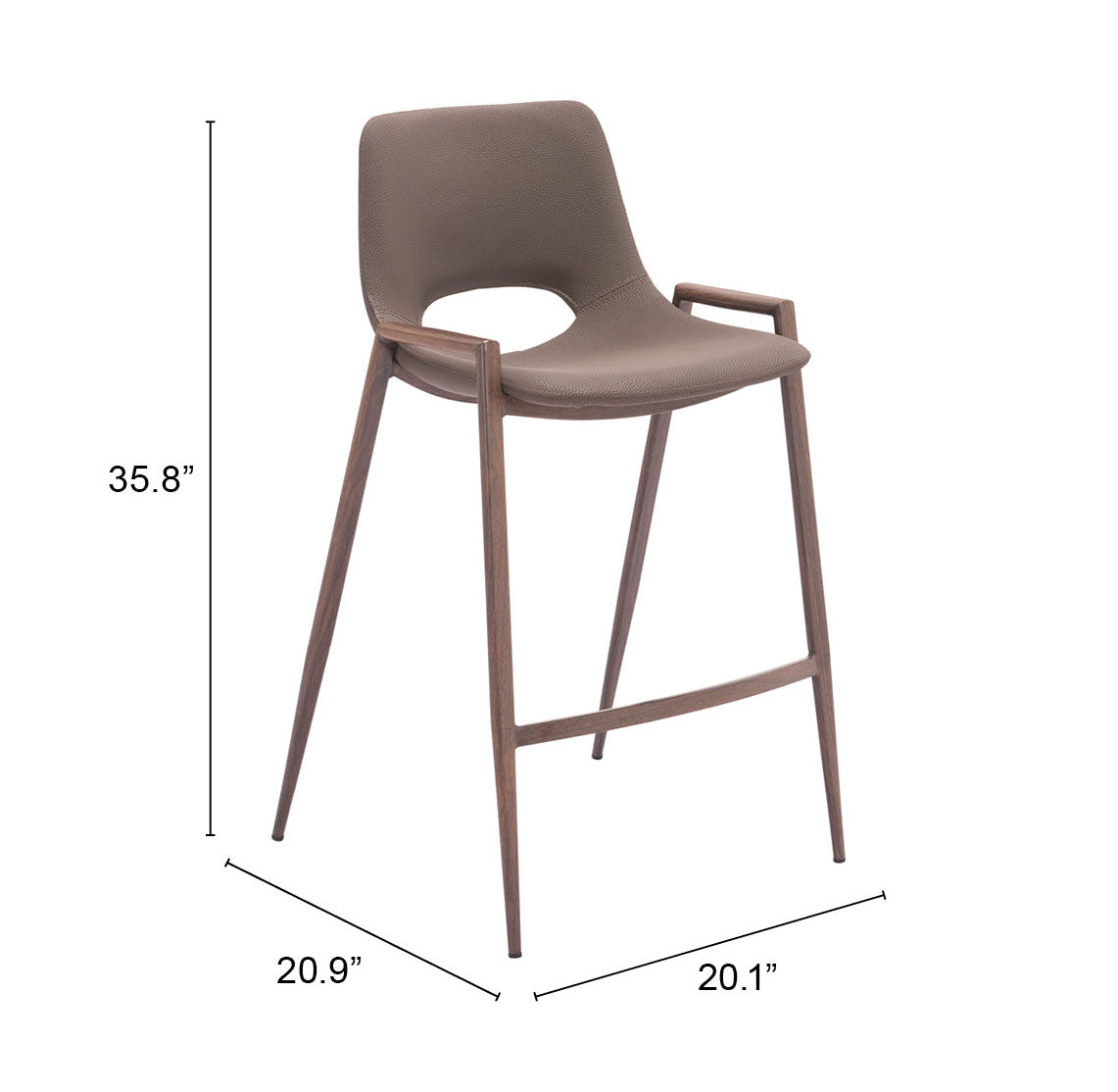 Tabouret de bar Desi (lot de 2) marron et noyer