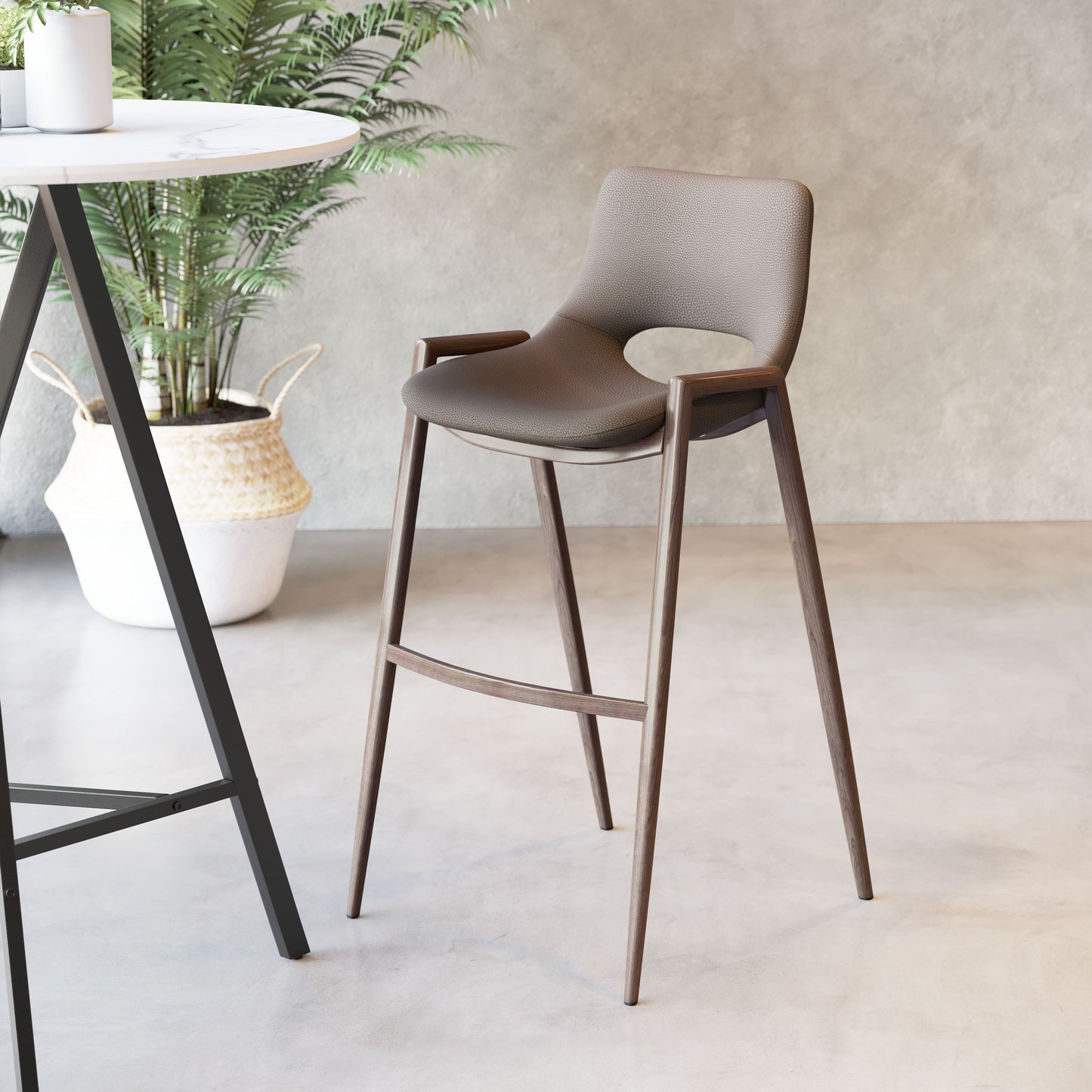 Tabouret de bar Desi (lot de 2) marron et noyer
