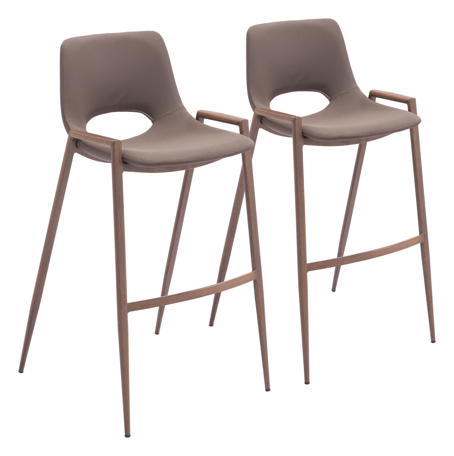 Tabouret de bar Desi (lot de 2) marron et noyer