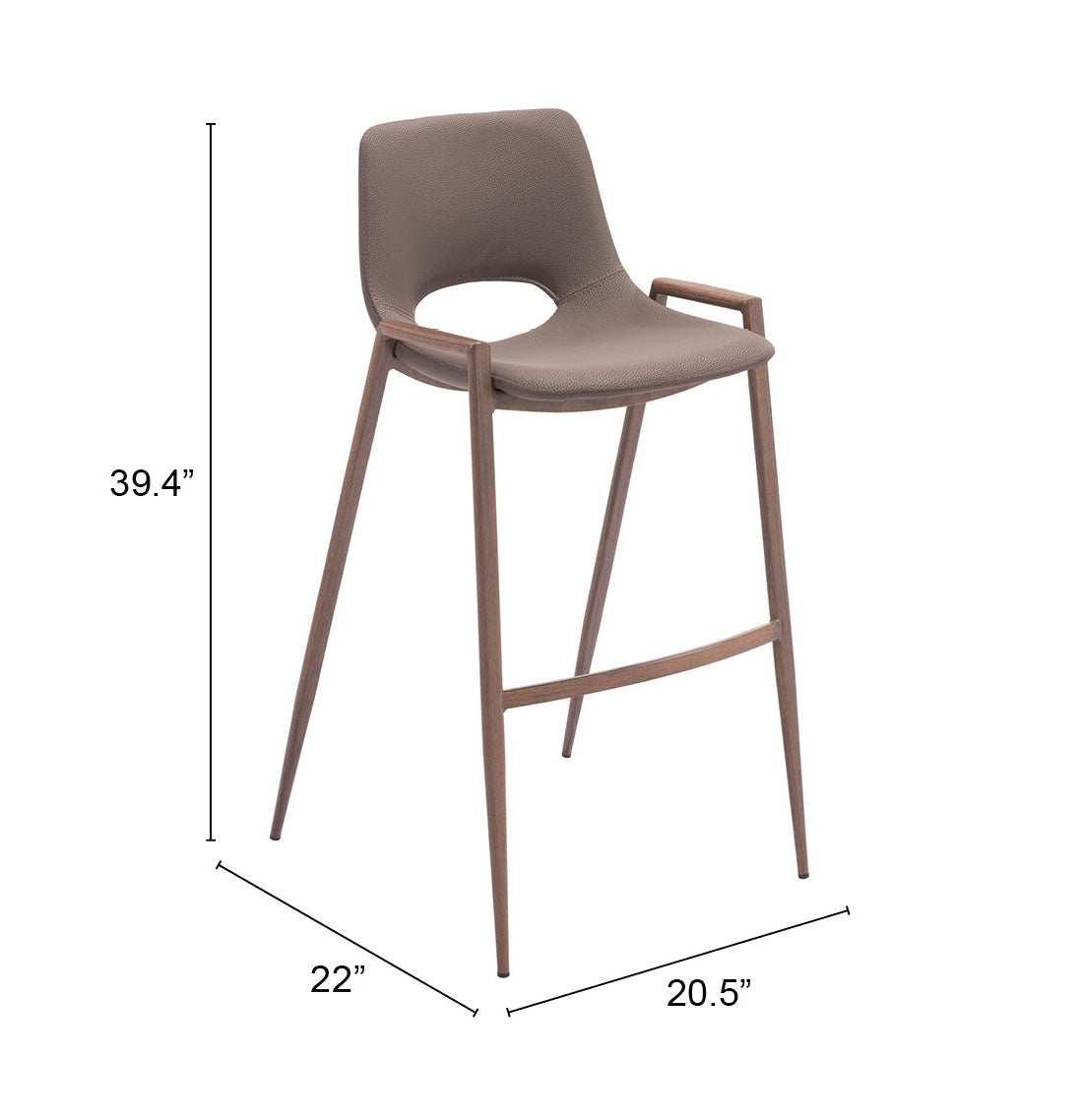 Tabouret de bar Desi (lot de 2) marron et noyer