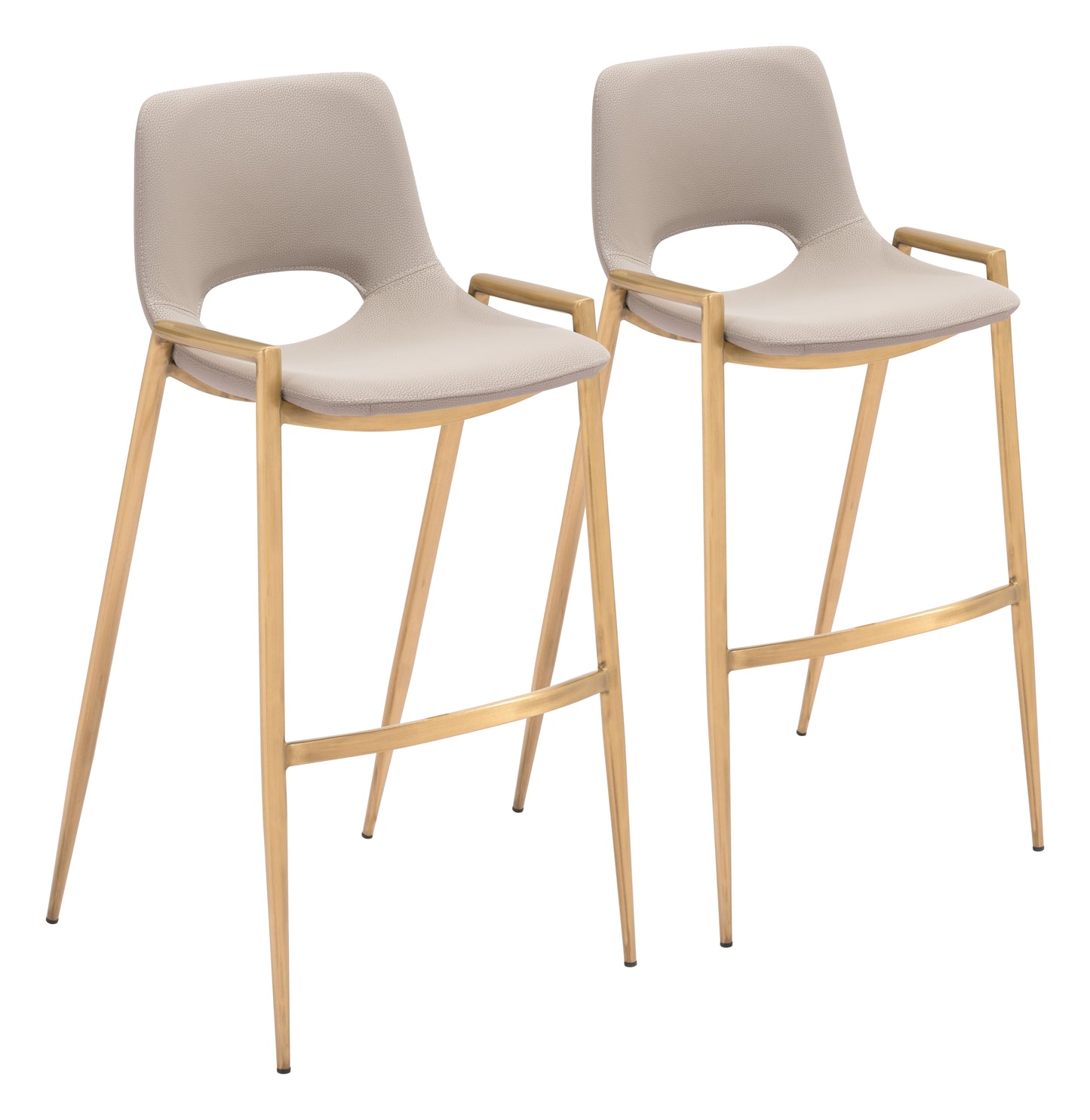 Tabouret de bar Desi (lot de 2) beige et doré