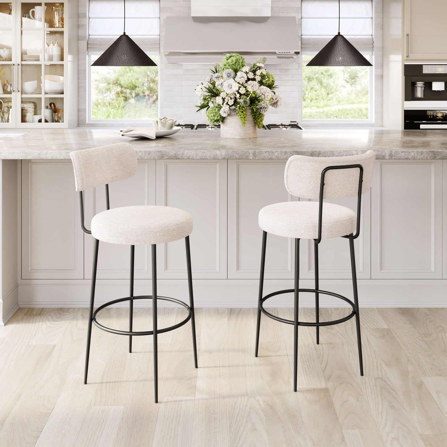 Tabouret de bar Blanca (lot de 2) Ivoire