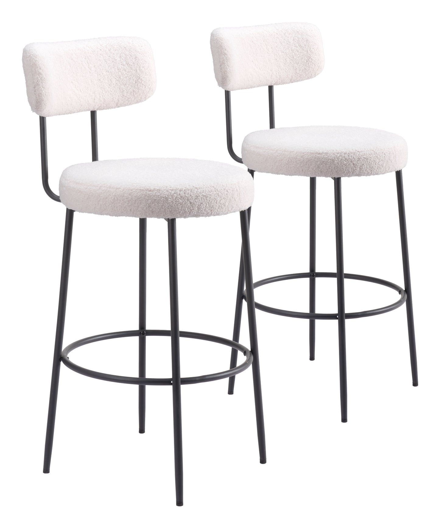 Tabouret de bar Blanca (lot de 2) Ivoire