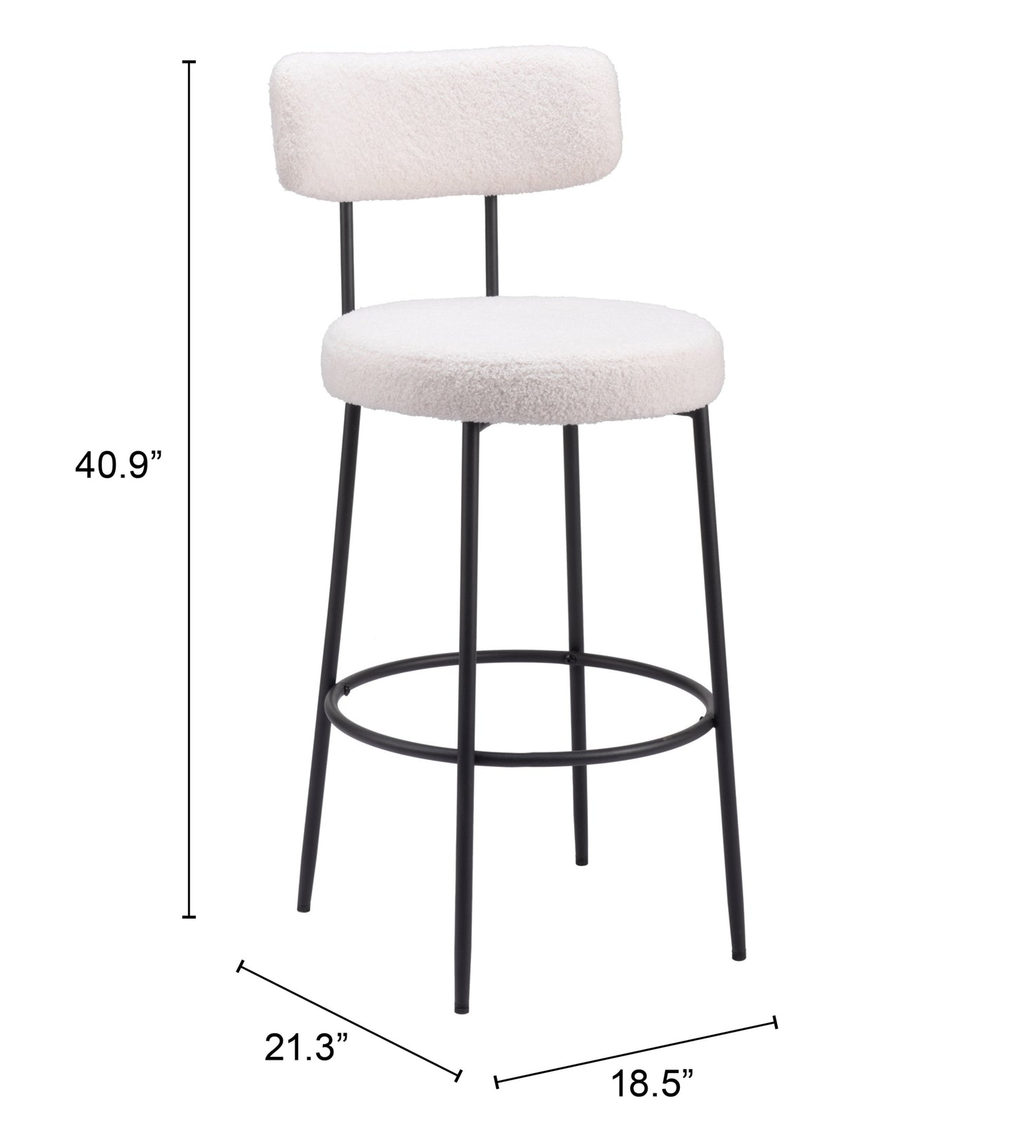 Tabouret de bar Blanca (lot de 2) Ivoire