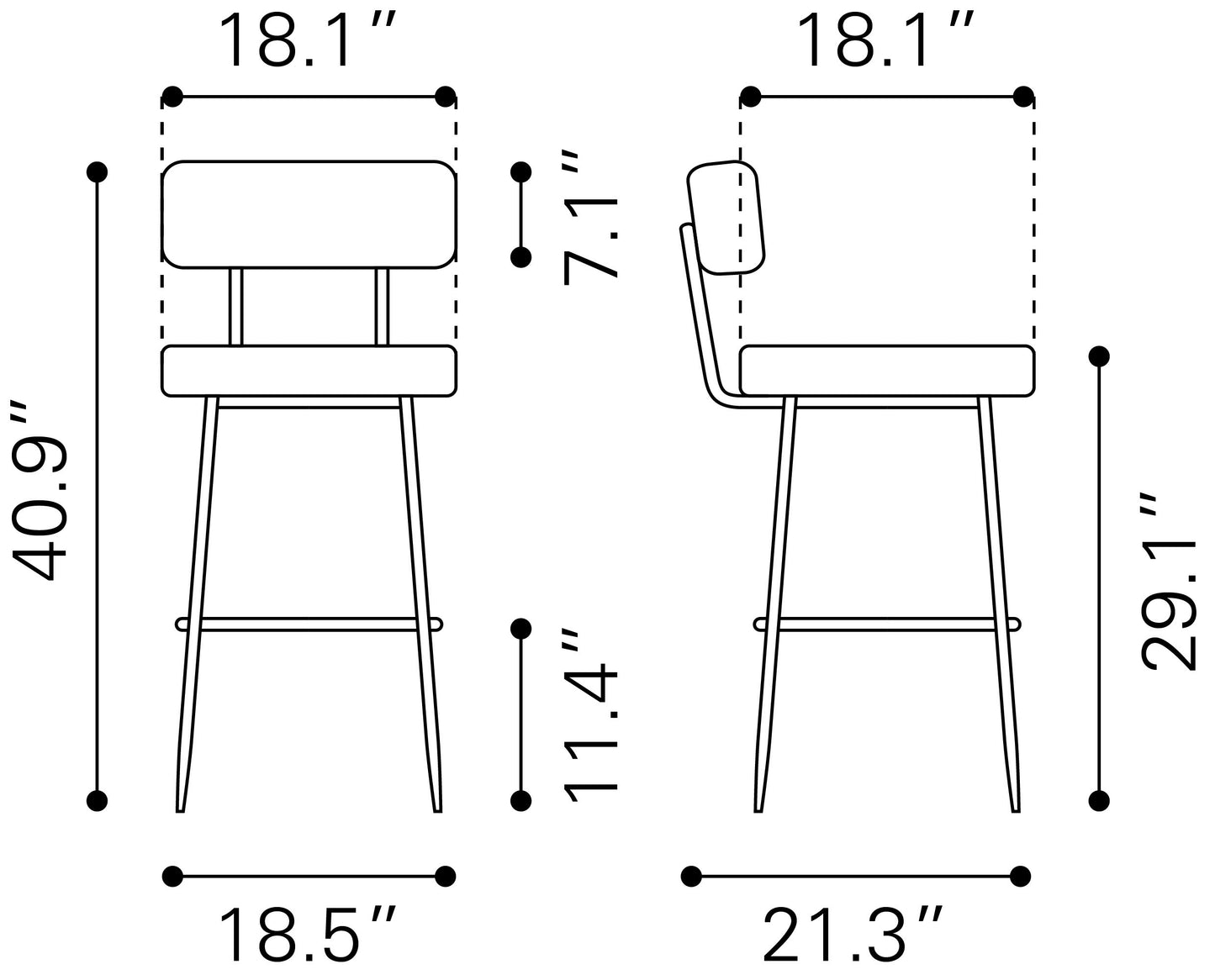Tabouret de bar Blanca (lot de 2) Ivoire