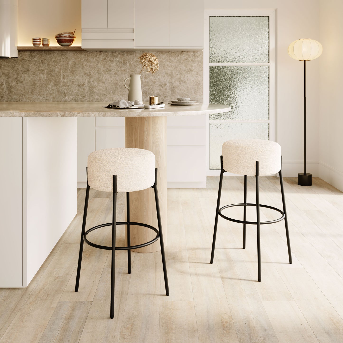 Tabouret de bar Blanche (lot de 2) Ivoire