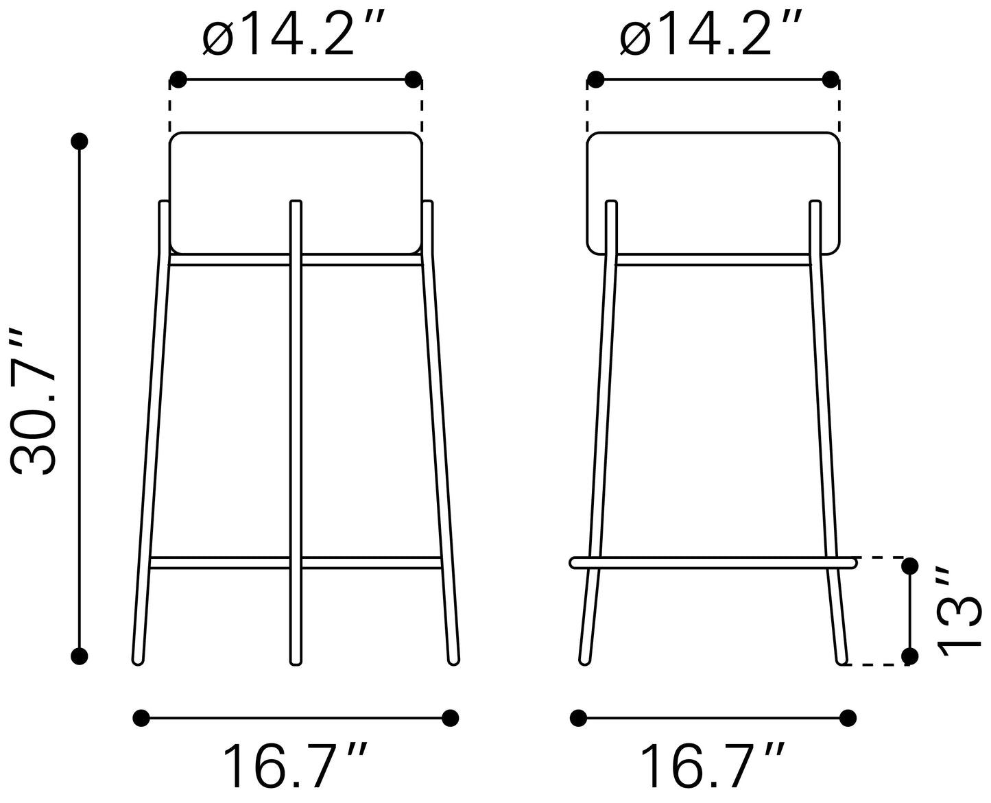 Tabouret de bar Blanche (lot de 2) Ivoire