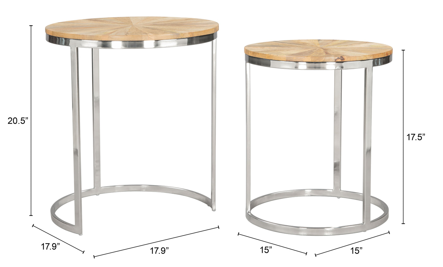 Ensemble de tables gigognes Bari (2 pièces) Naturel