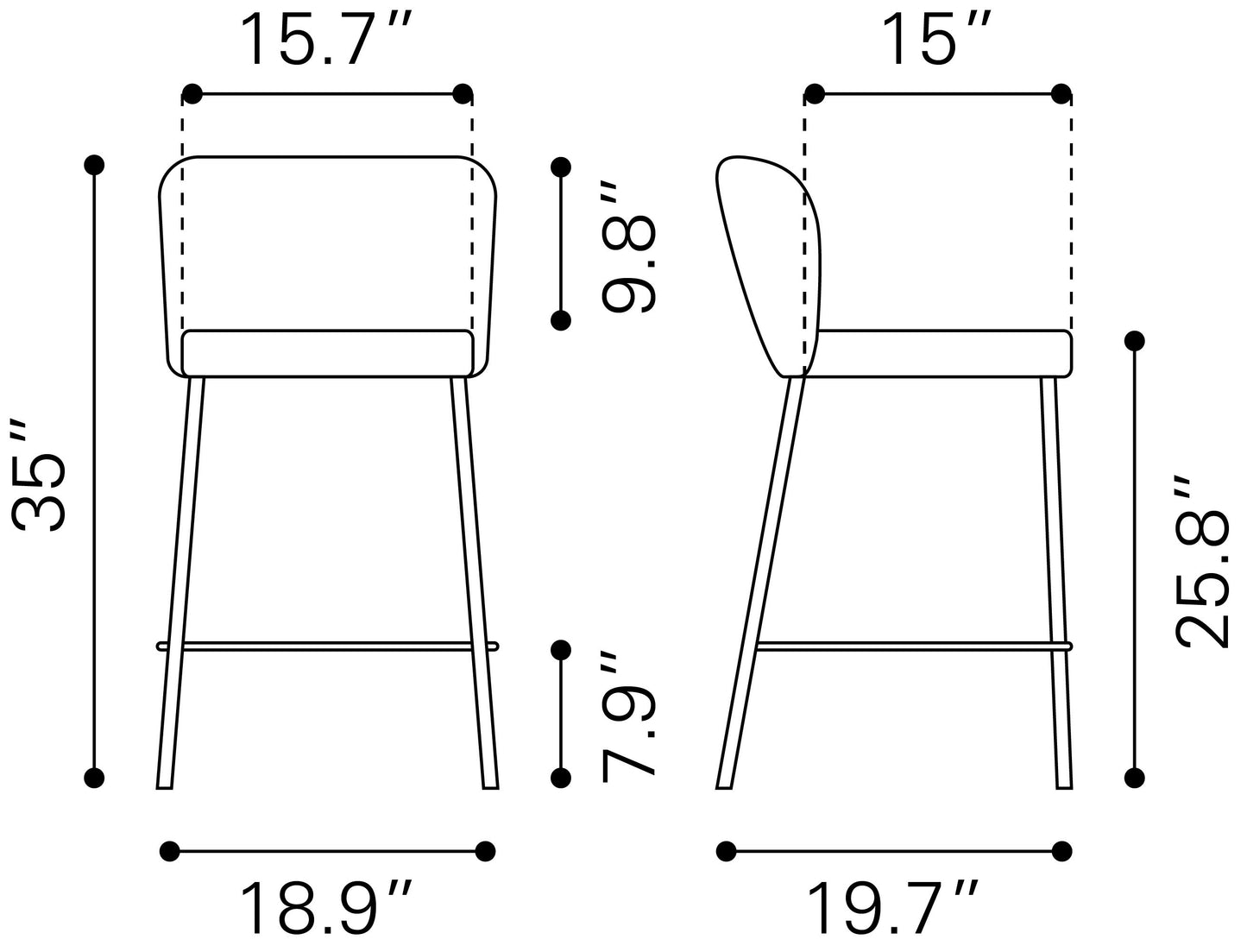 Counter Stool (Set of 2) Gray - Premium Quality & Stylish Design for Your Home