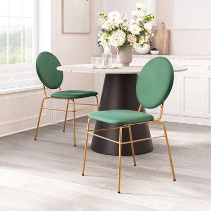 Dining Chair (Set of 2) Green & Gold - Modern & Ergonomic Seating for Home & Office