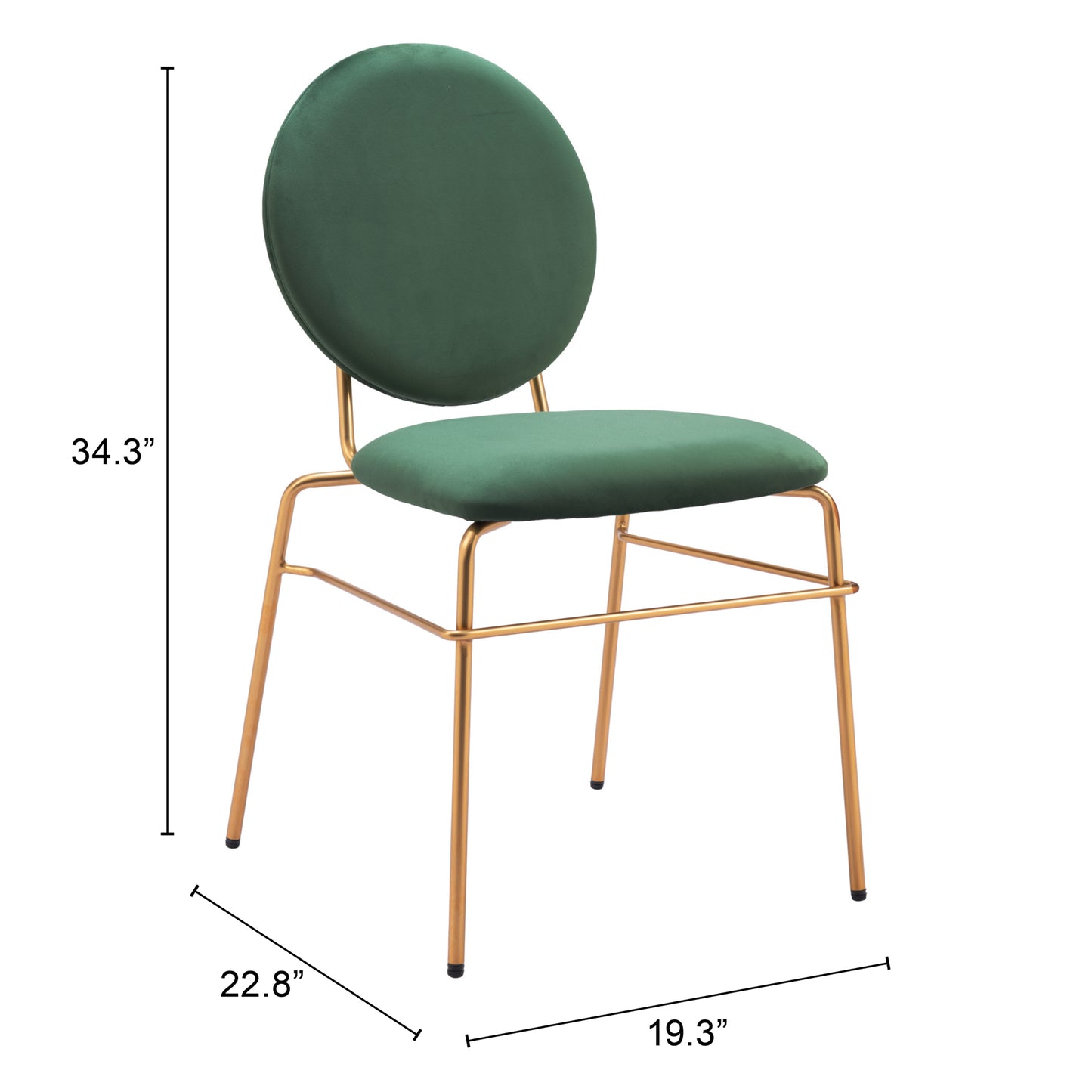 Dining Chair (Set of 2) Green & Gold - Modern & Ergonomic Seating for Home & Office