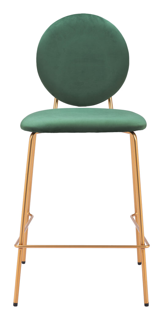 Juego de 2 taburetes de mostrador en verde y dorado: calidad superior y diseño elegante para tu hogar.