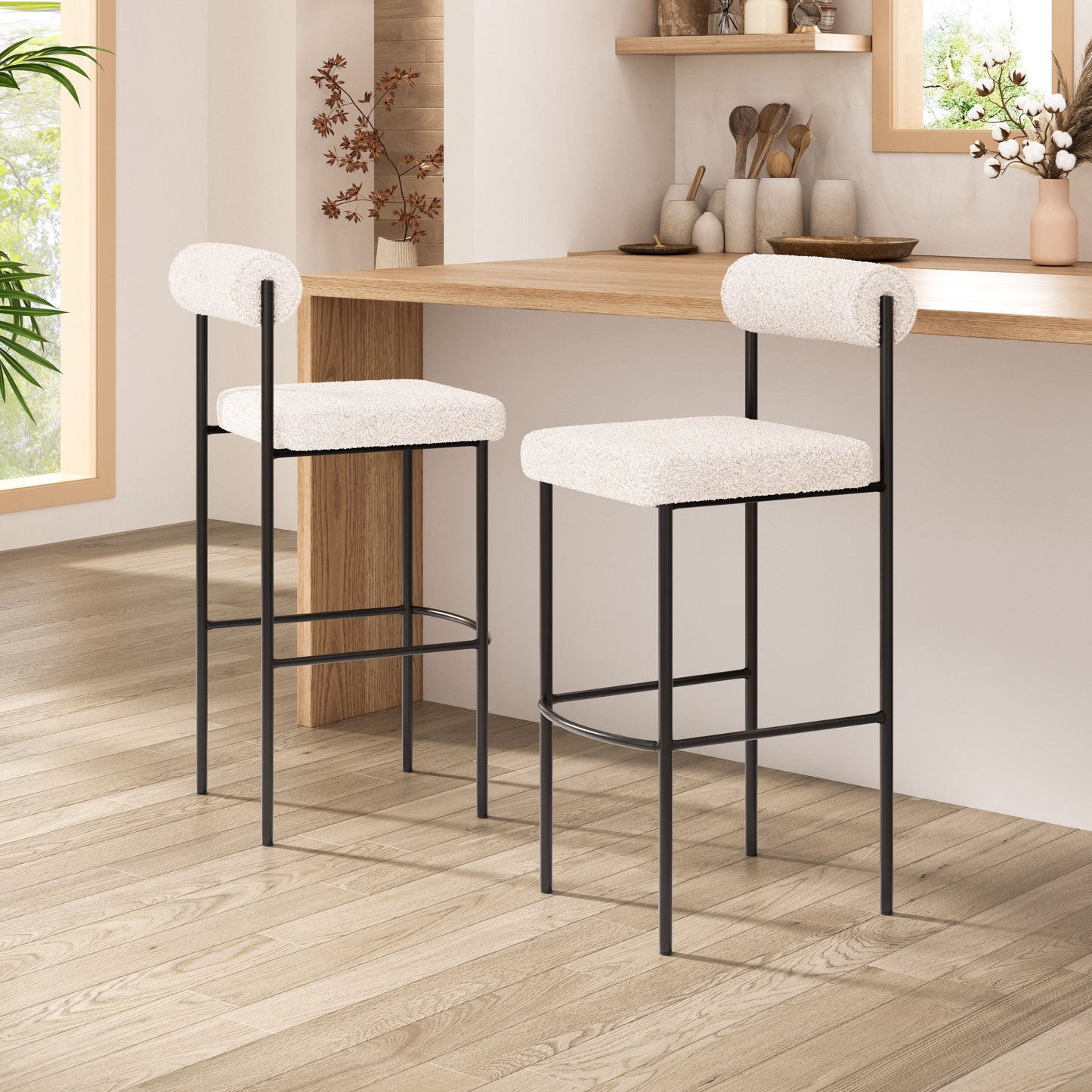 Tabouret de bar Livorno (lot de 2) Ivoire