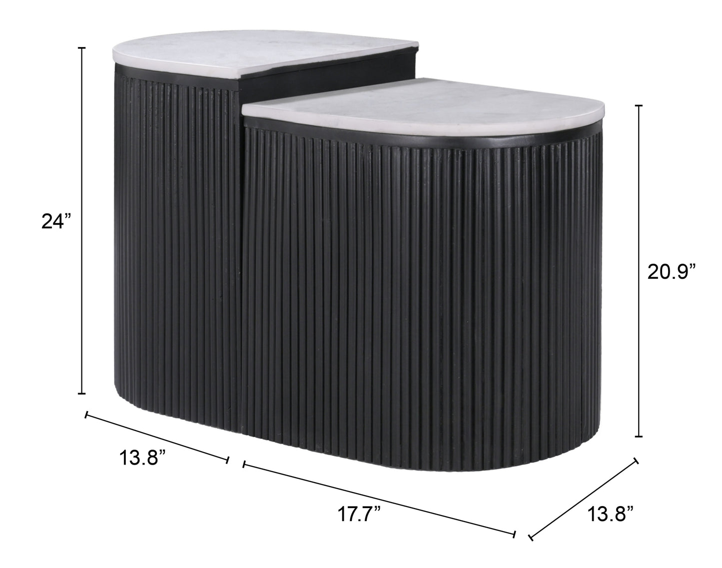 Side Table Set (2-Piece) White & Black - Elegant & Durable Dining Table for Stylish Spaces