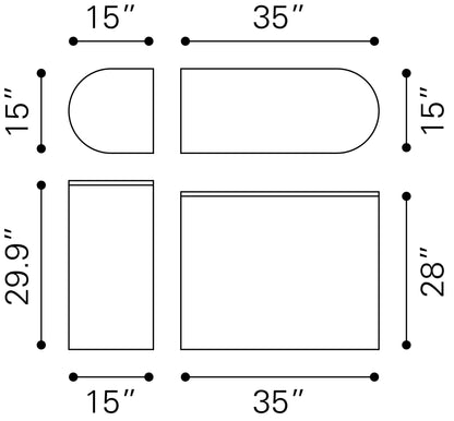 Ensemble de consoles Ormara (2 pièces) blanc et noir